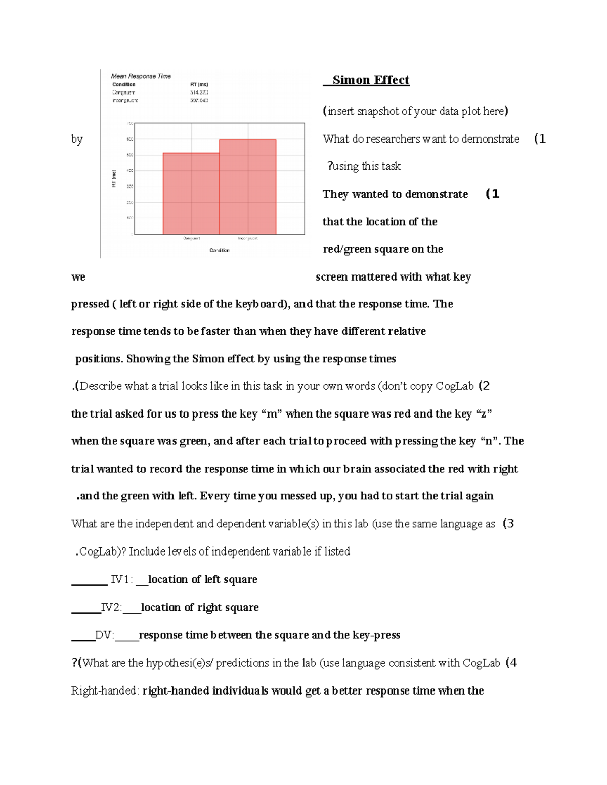 Lab Notes 1 Simon Effect insert Snapshot Of Your Data Plot Here By 