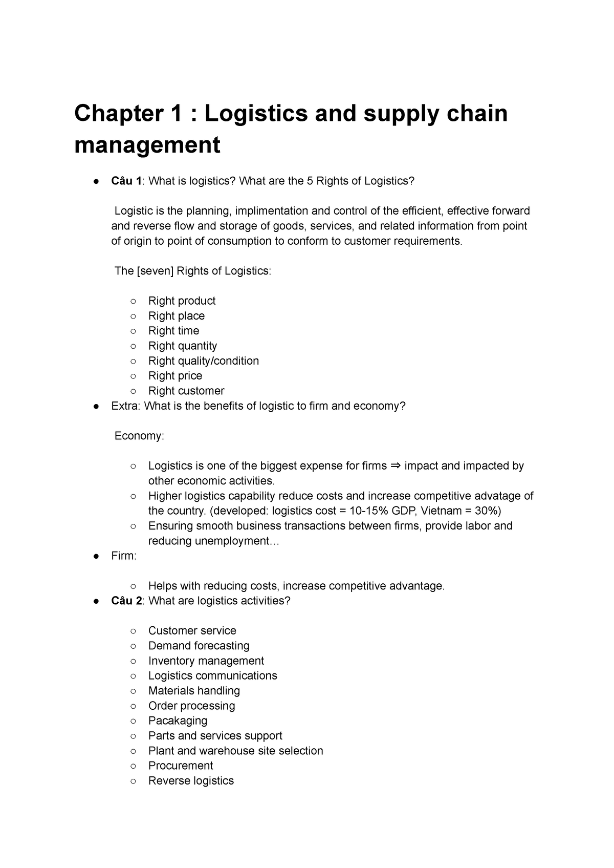 Chapter 1 2 Logistics - Chapter 1 : Logistics and supply chain ...