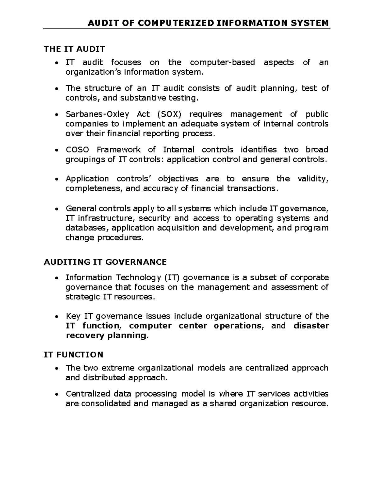 ( Auditing Theory) Auditing In A CIS Environment- Notes And Test Bank ...