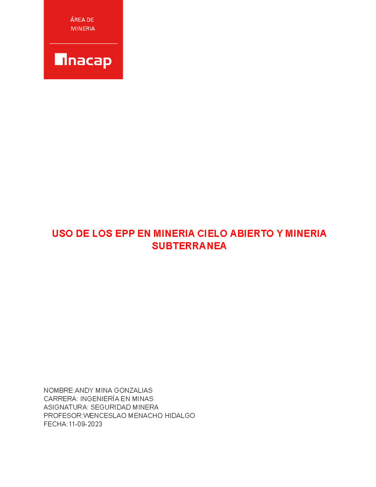 Seguridad minera USO DE LOS EPP EN MINERIA CIELO ABIERTO Y MINERIA
