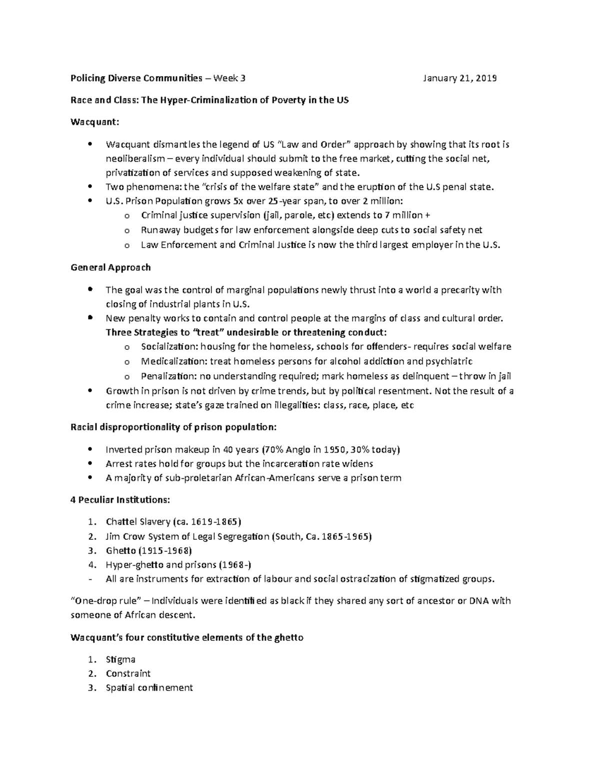 Race And Class: The Hyper-criminalization Of Poverty In The Us - Two 