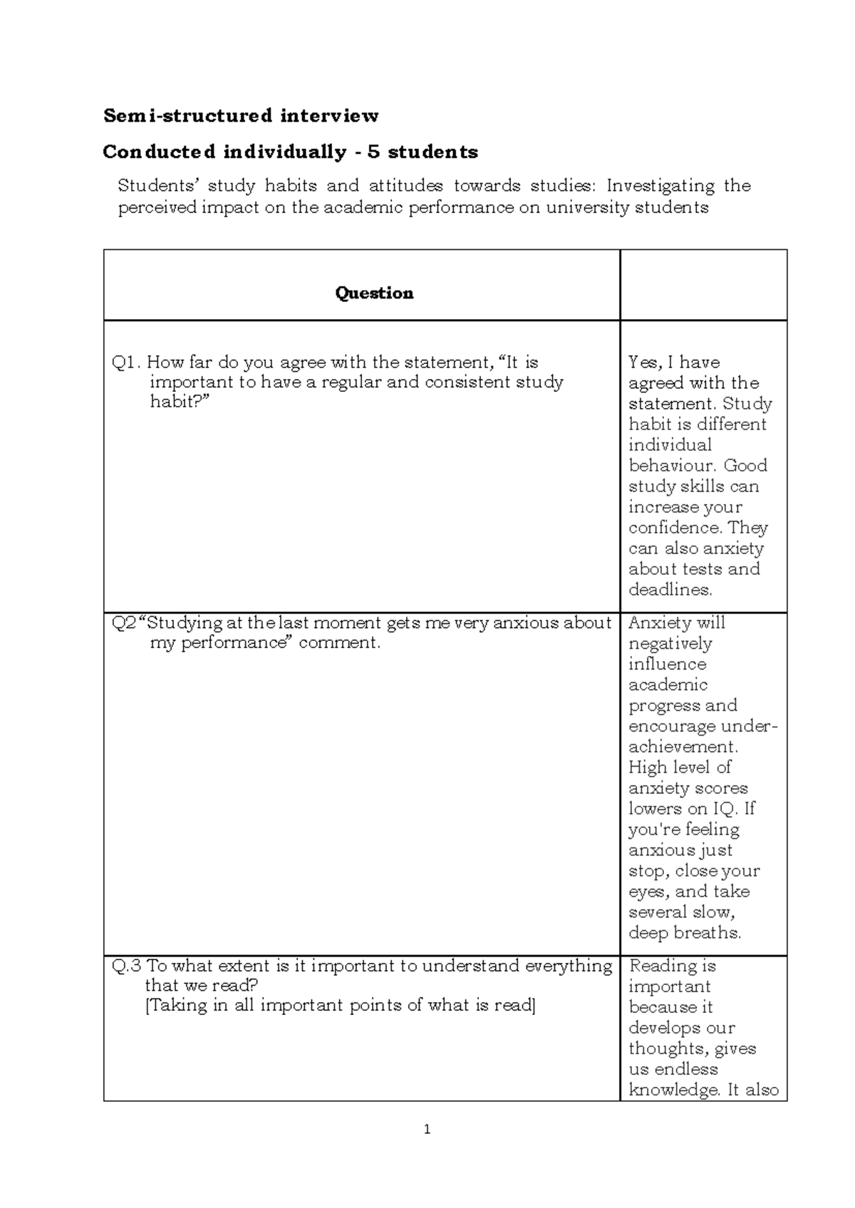 Semi- Structured interview questions - 1 Semi-structured interview ...