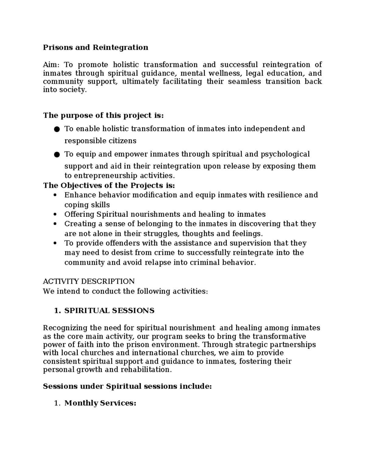 Prisons & Reintegration Concept 2024 - Prisons and Reintegration Aim ...
