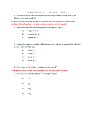 Recitation Workshop Module 3 - Write The Symbol Of The Element ...