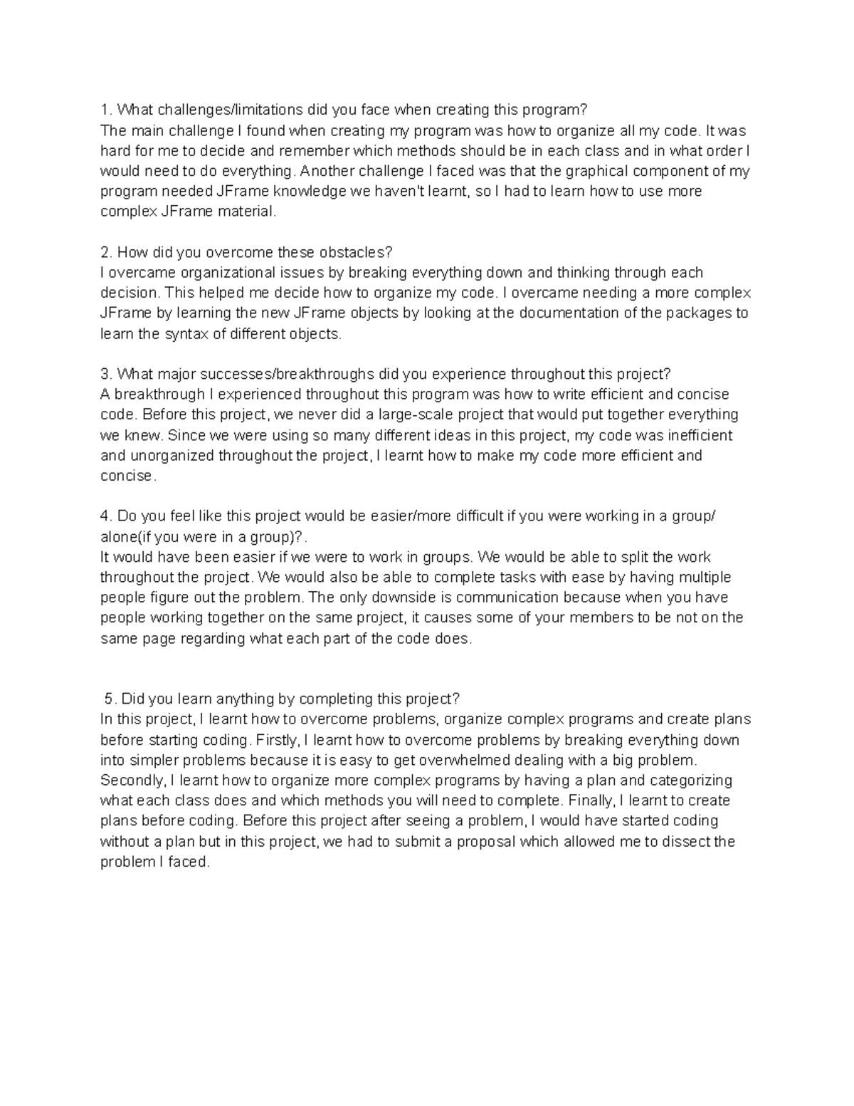 Reflection - dd tftfjufnhf hg - What challenges/limitations did you ...