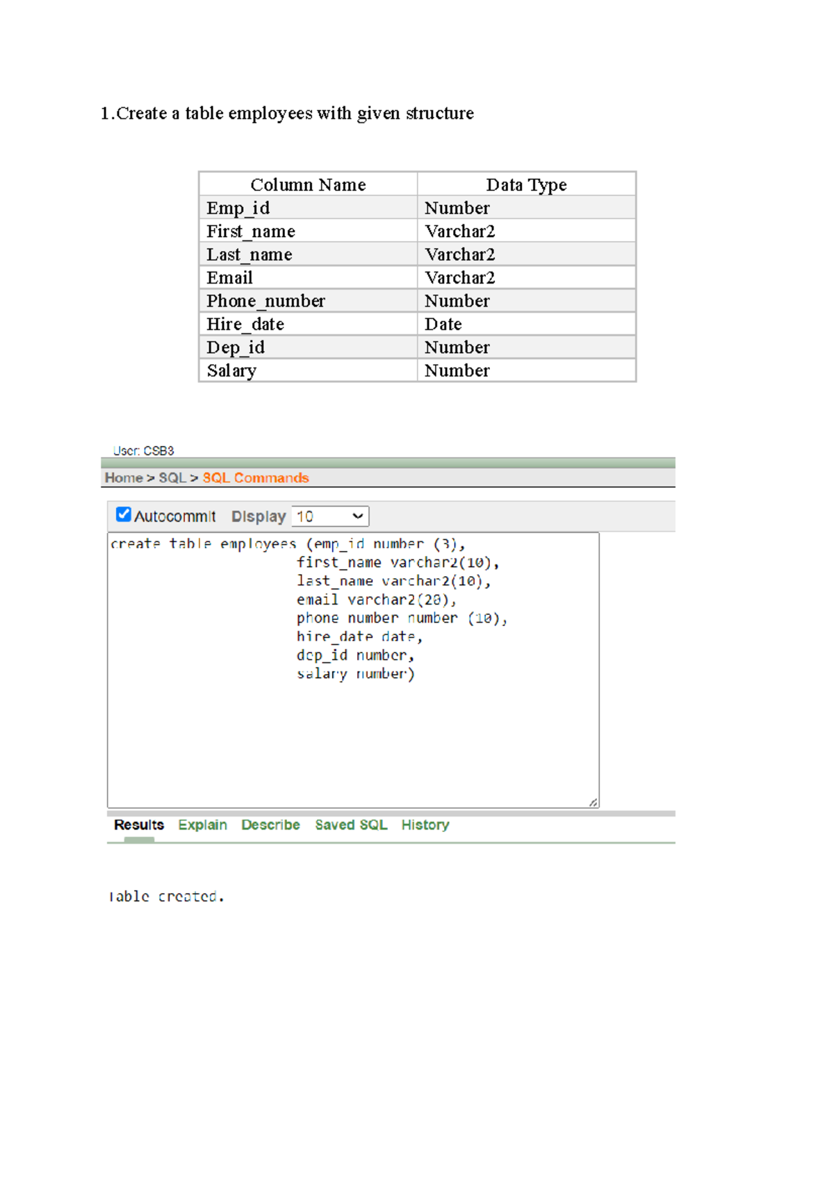 DBMS AS 1 WORD FILE - 1 a table employees with given structure Column ...