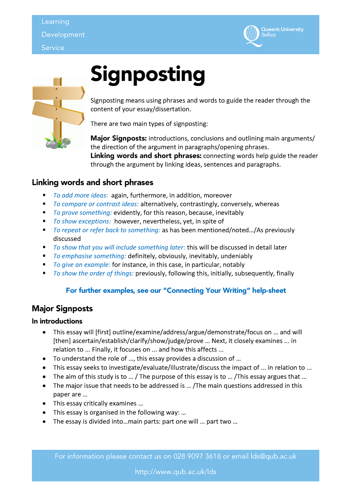 signposting sentences for essays