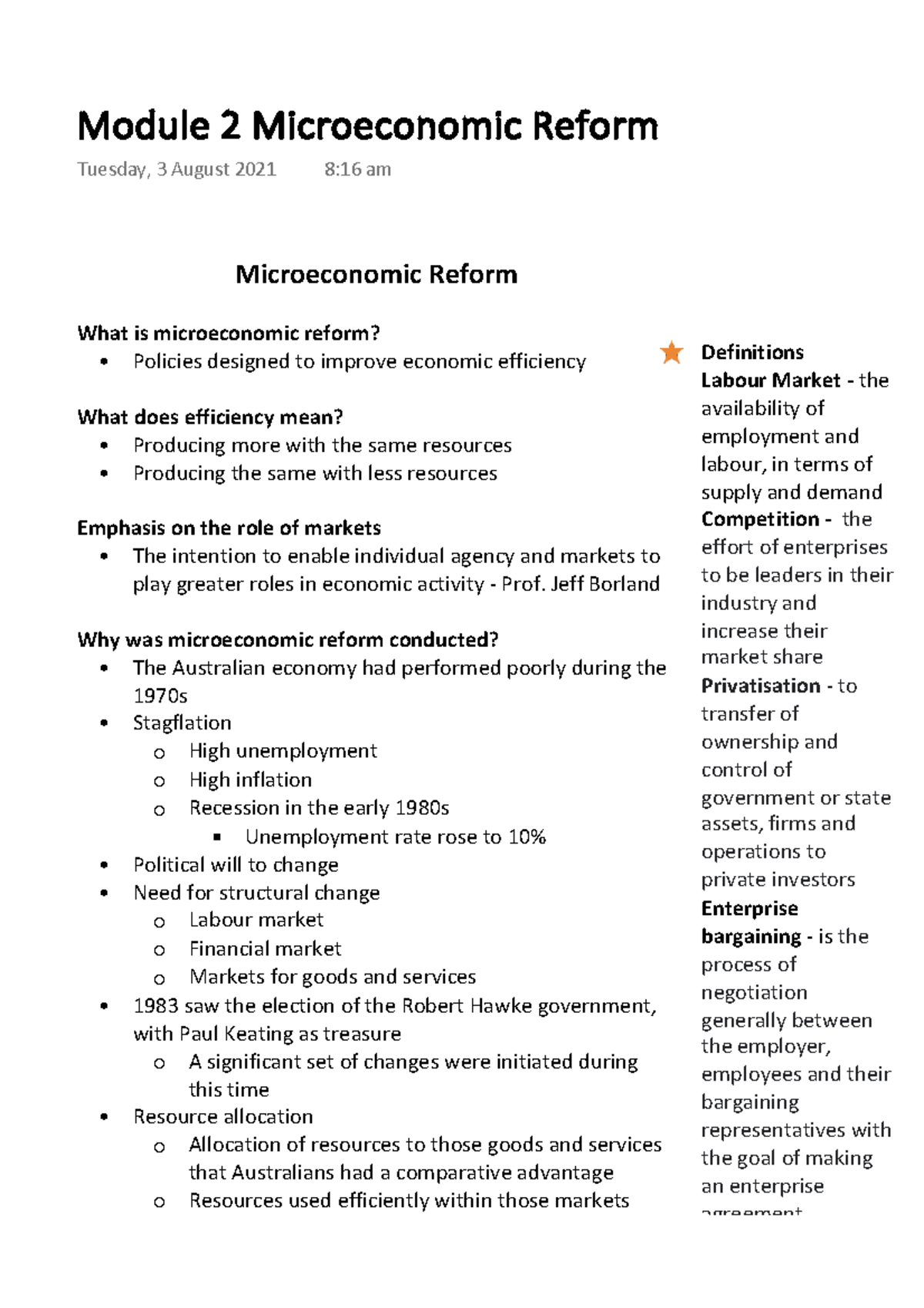 Module 2 Microeconomic Reform Microeconomic Reform What is