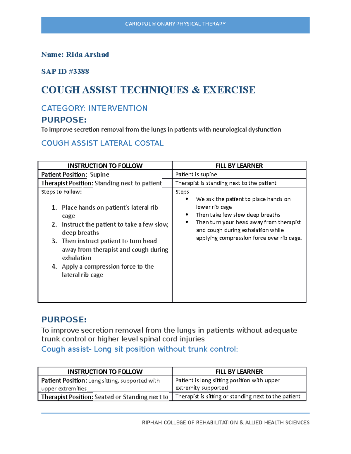 Cough Assist Tech Exercise 12 (3388) - Name: Rida Arshad SAP ID COUGH ...