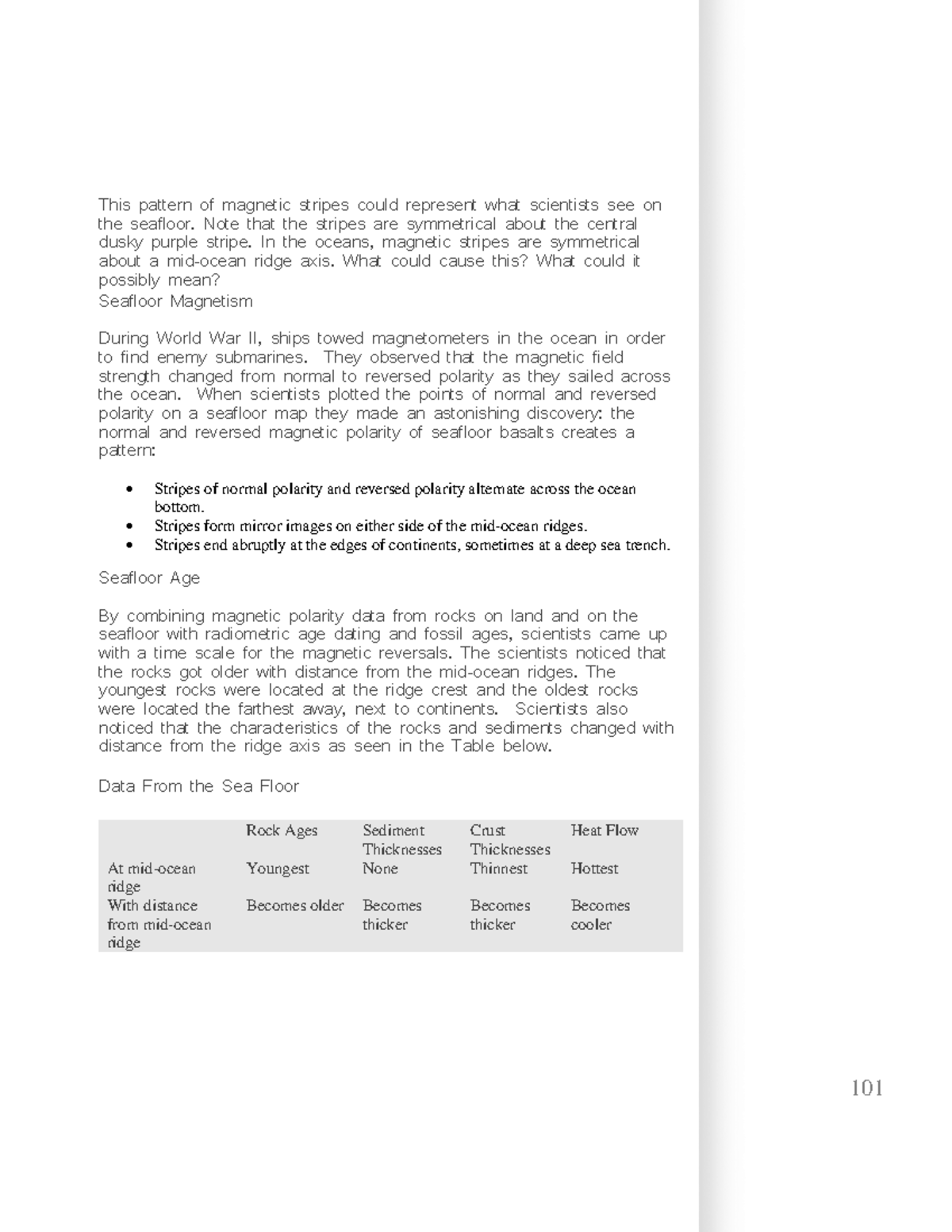 Earth Science (11) This pattern of stripes could represent