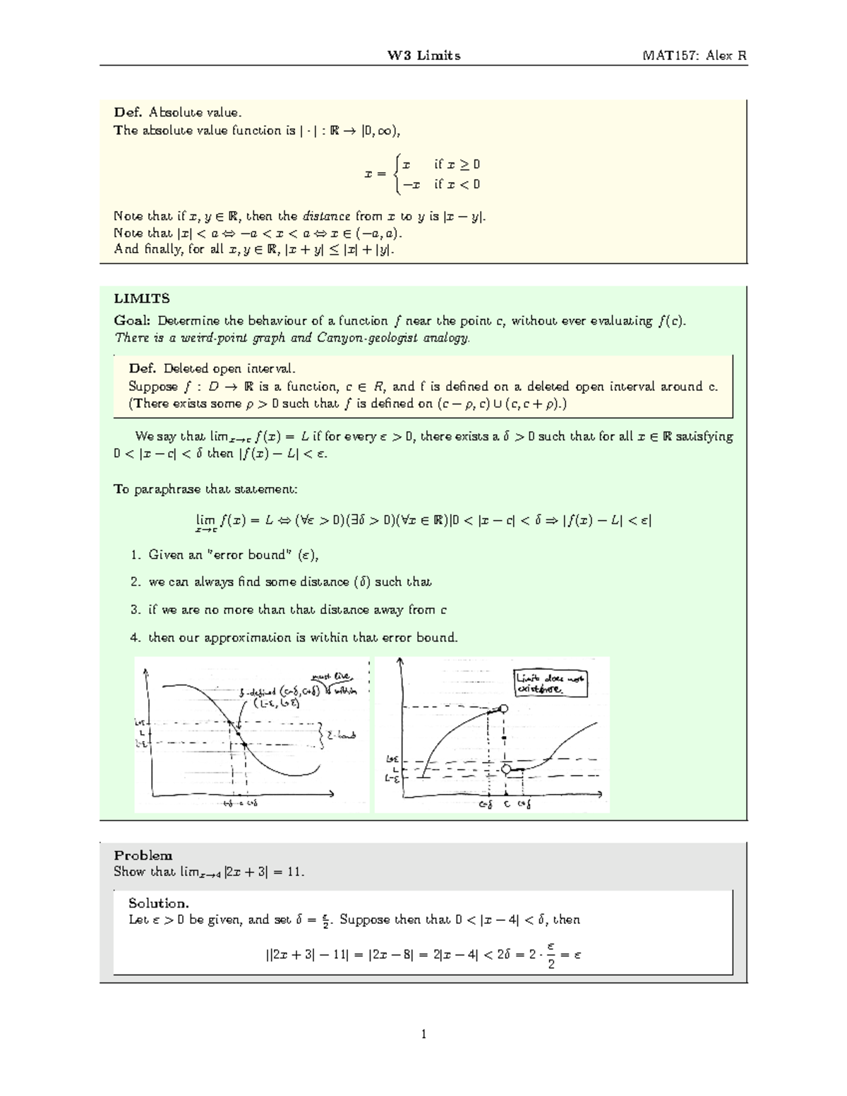 W3 Limits - Absolute value. The absolute value function is | · | : R → ...
