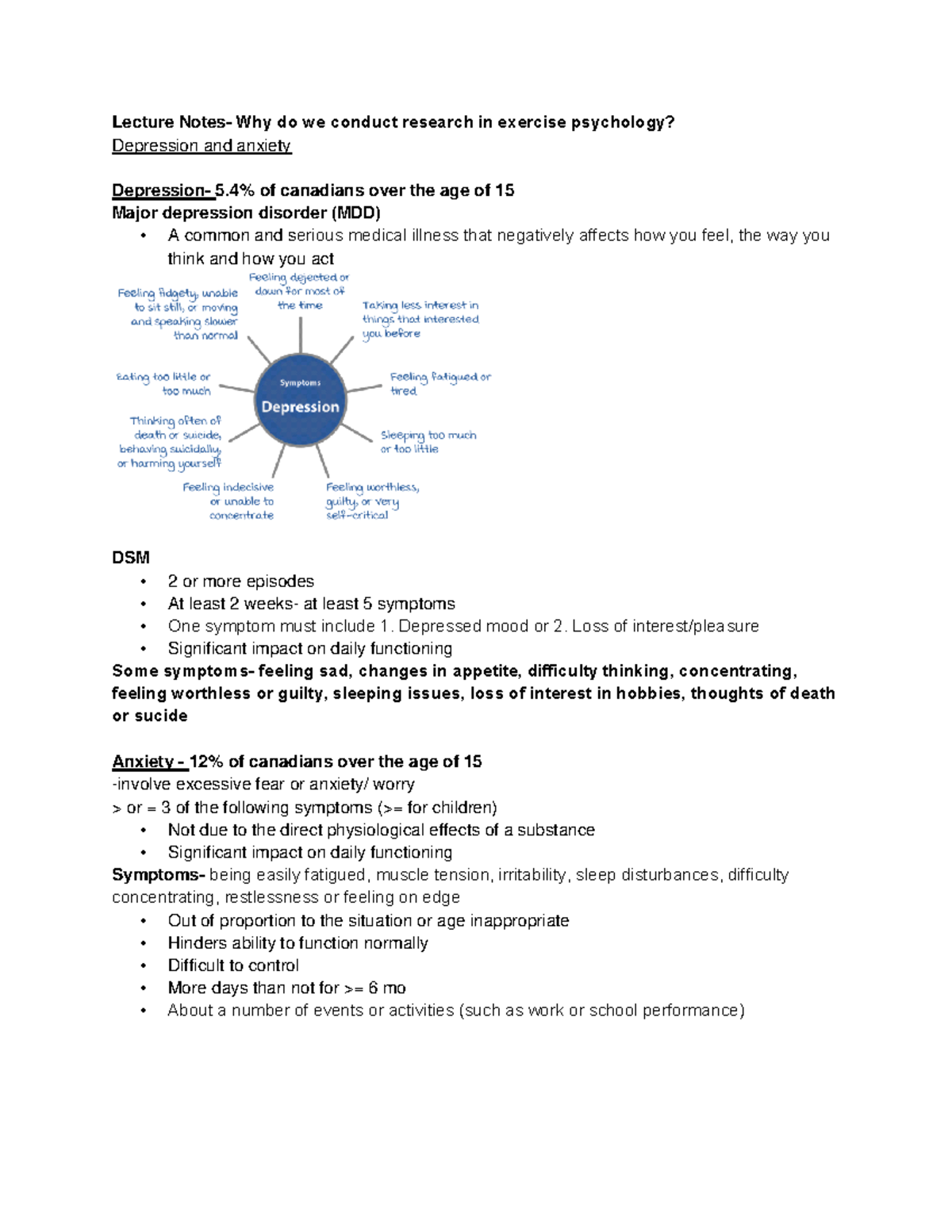 Lec Notes - Depression and anxiety - Lecture Notes- Why do wе conduct ...