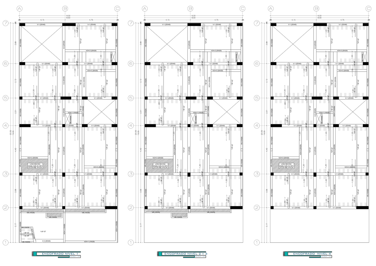 Planos de estructuras-Model 2 - 1 Ø 1/2" 1 Ø 1/2" 1 Ø 5/8" ENCOFRADO ...