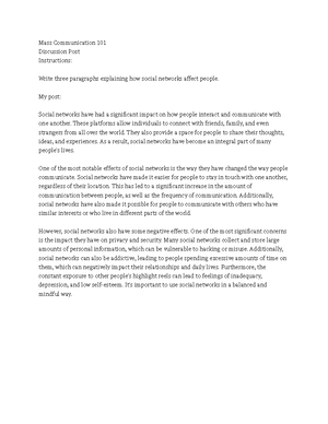 MC 101 - The Internet and Your Brain Discussion Assignment - I liked ...