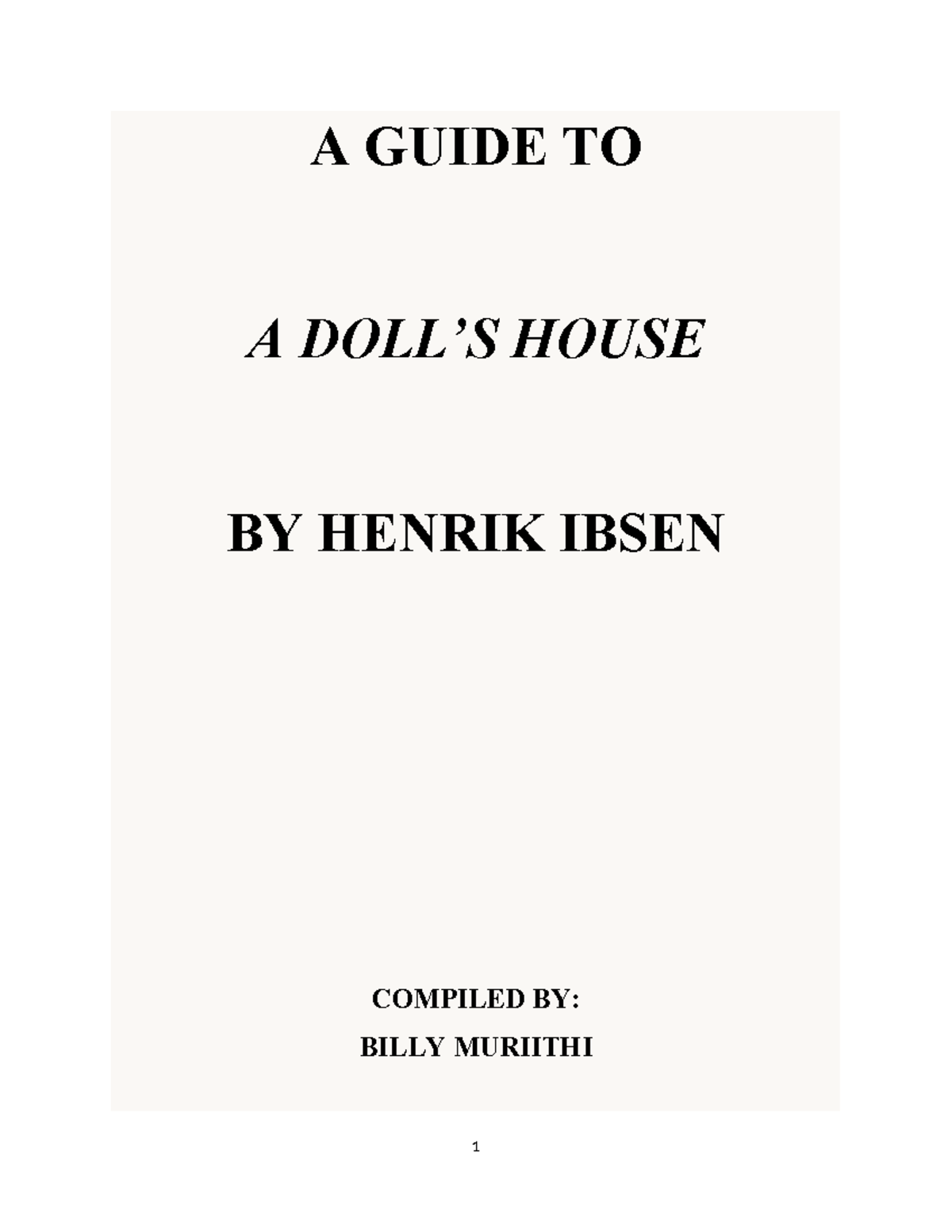 essays based on a doll's house