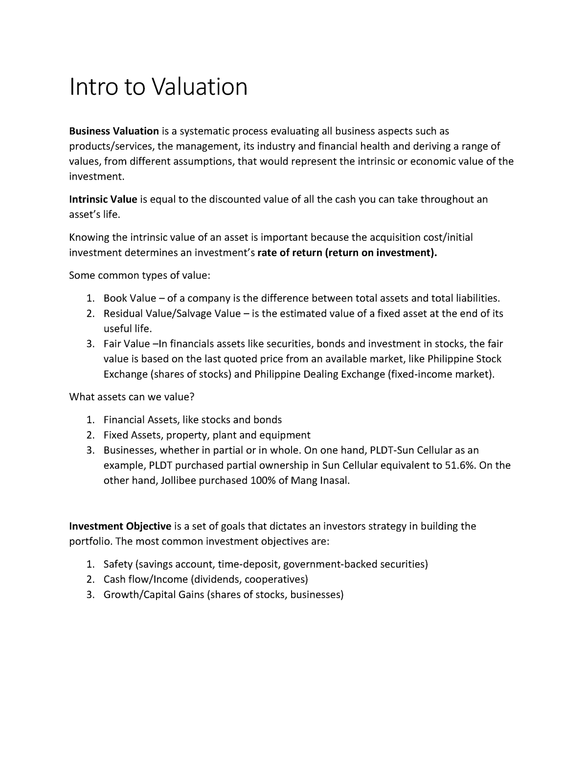 Valuation Methods Introduction - Intro To Valuation Business Valuation ...