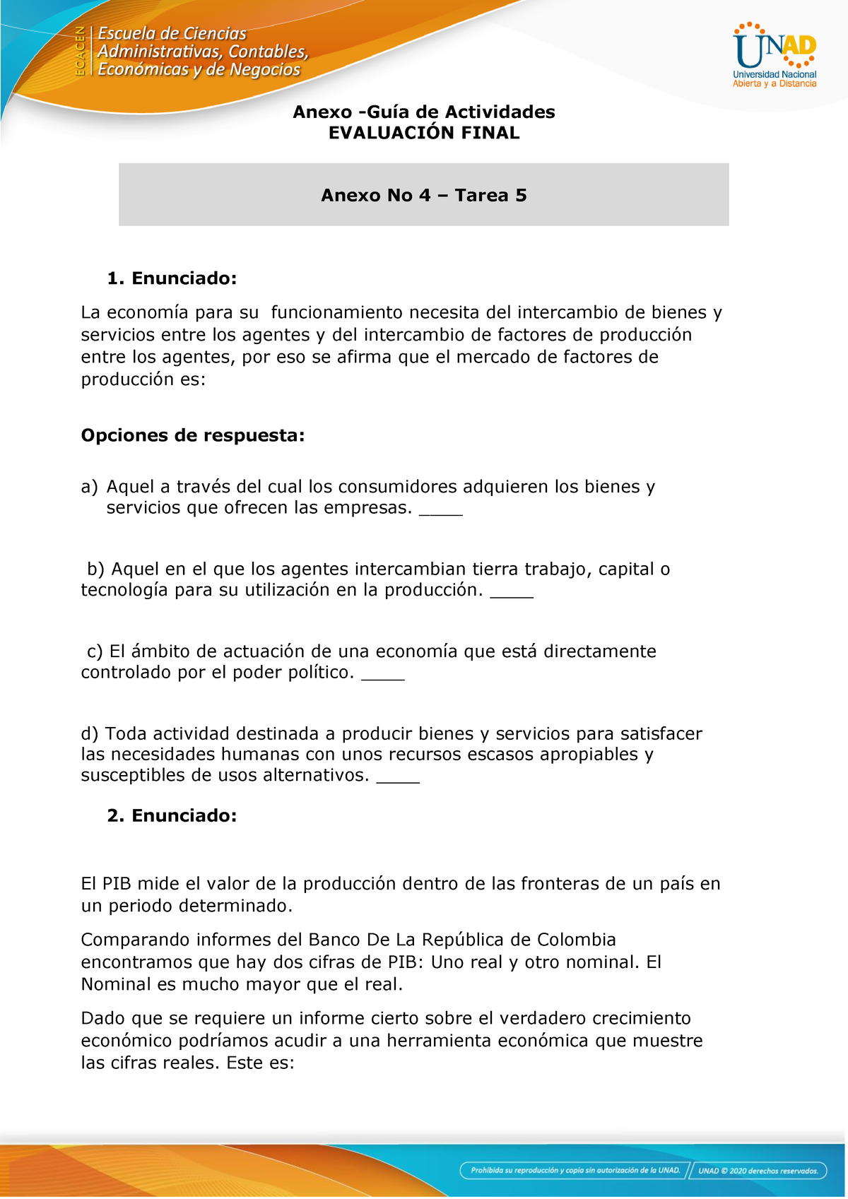 Anexo Tarea Ejercicios De La Evaluacion Final Anexo Gu A De Actividades Evaluacin