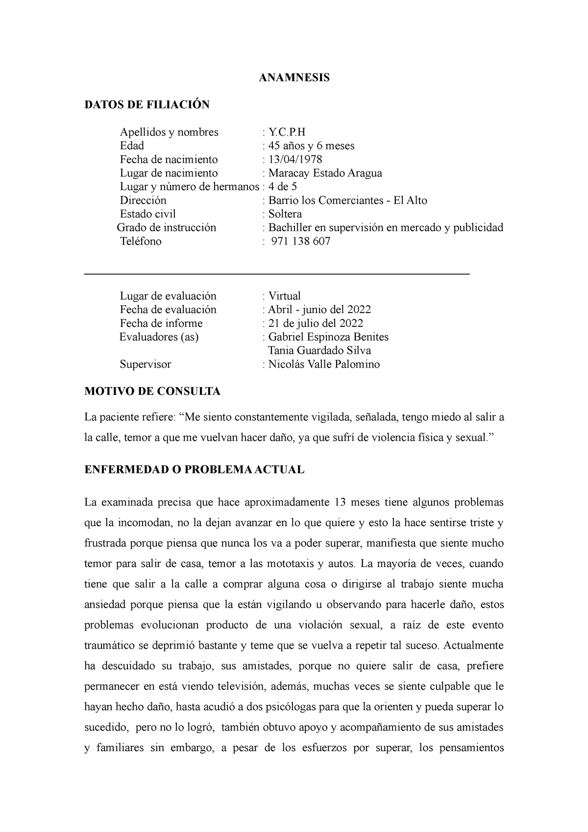 Esquema Anamnesis Formatos Anamnesis Datos De FiliaciÓn Apellidos Y Nombres Ycp Edad 2578