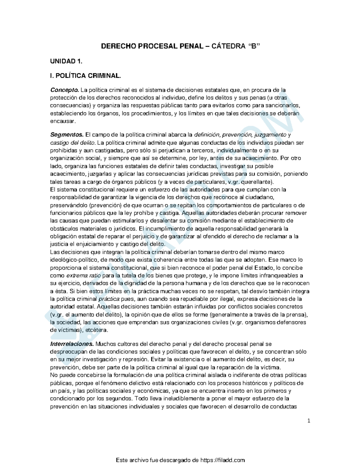 Resumen Derecho Procesal Penal - 1 DERECHO PROCESAL PENAL – CÁTEDRA “B ...