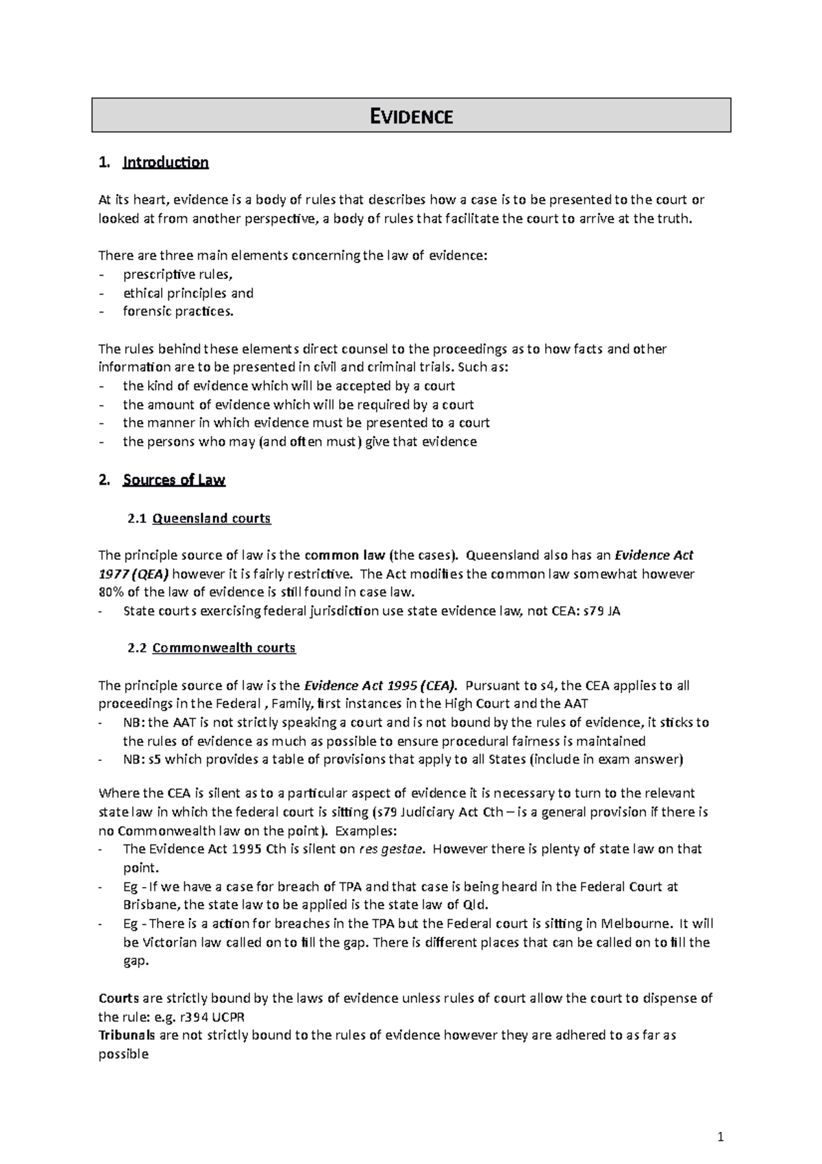 lwb432-evidence-law-exam-notes-evidence-1-introduction-at-its-heart