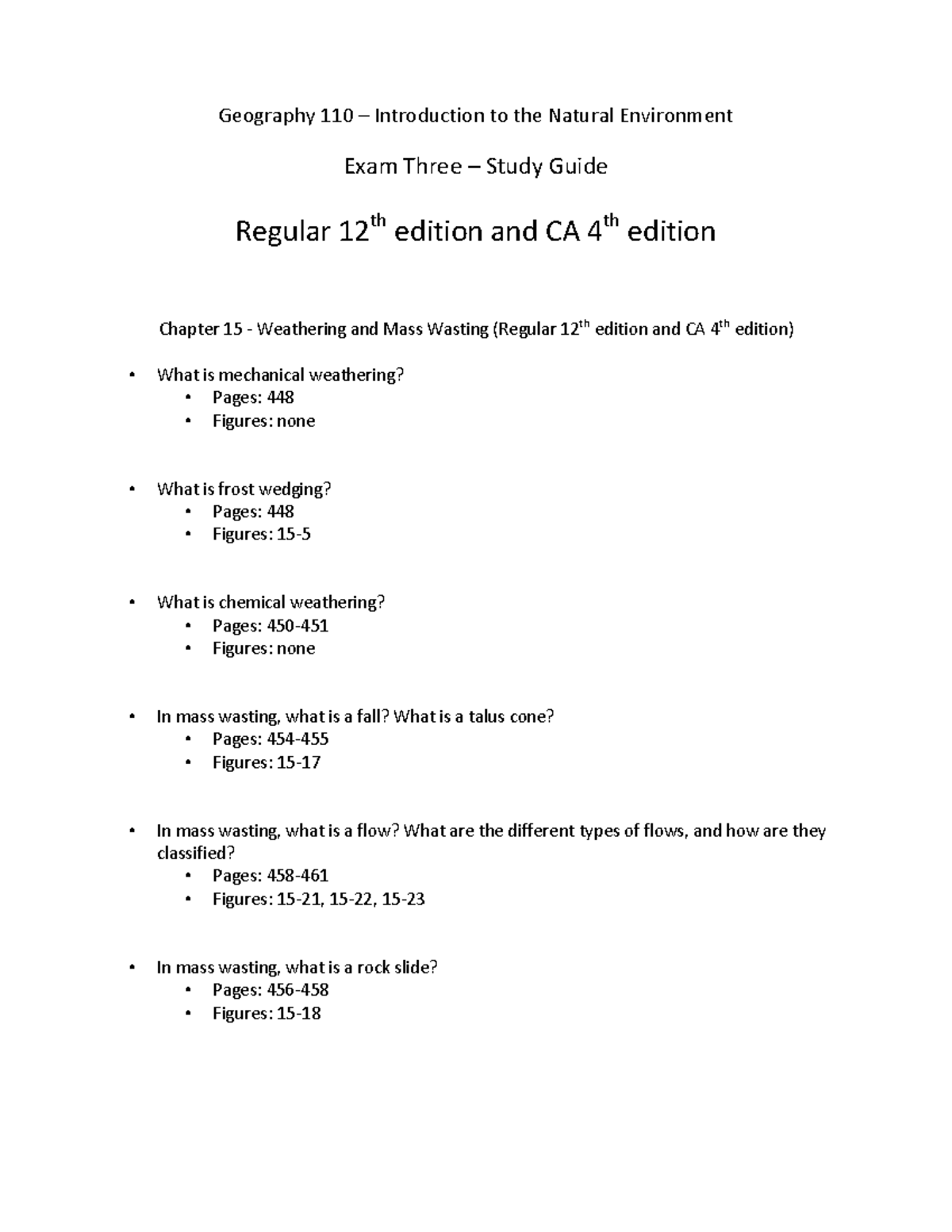 Geog 110 Exam 3 Study Guide Fall 2016 12th Ed - Geography 110 ...