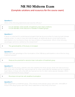 NR 503 Week 8 Final Quiz (LATEST) 100% Correct Answers - Nursing