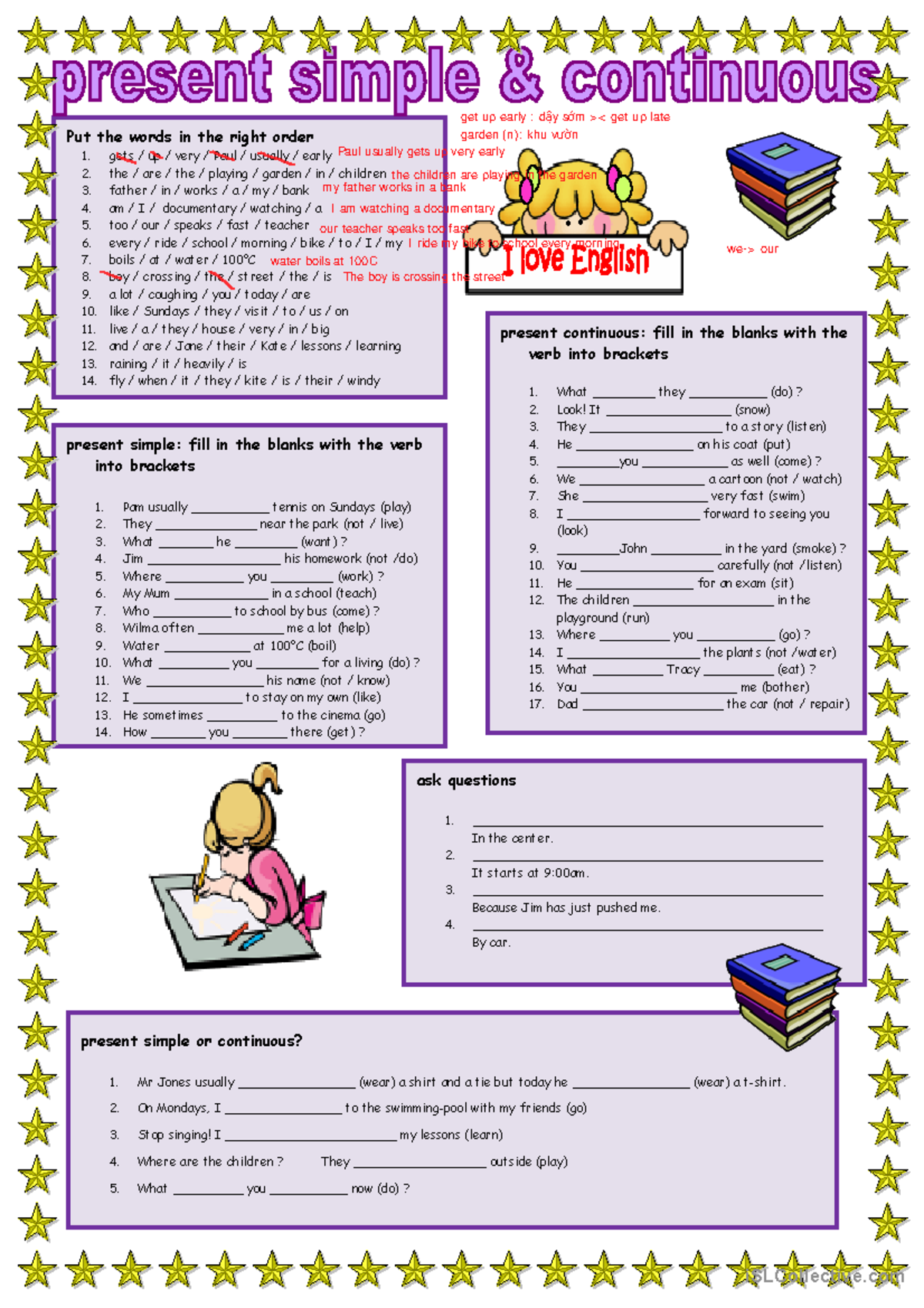 Present Simple And Continuous - Present Continuous: Fill In The Blanks ...