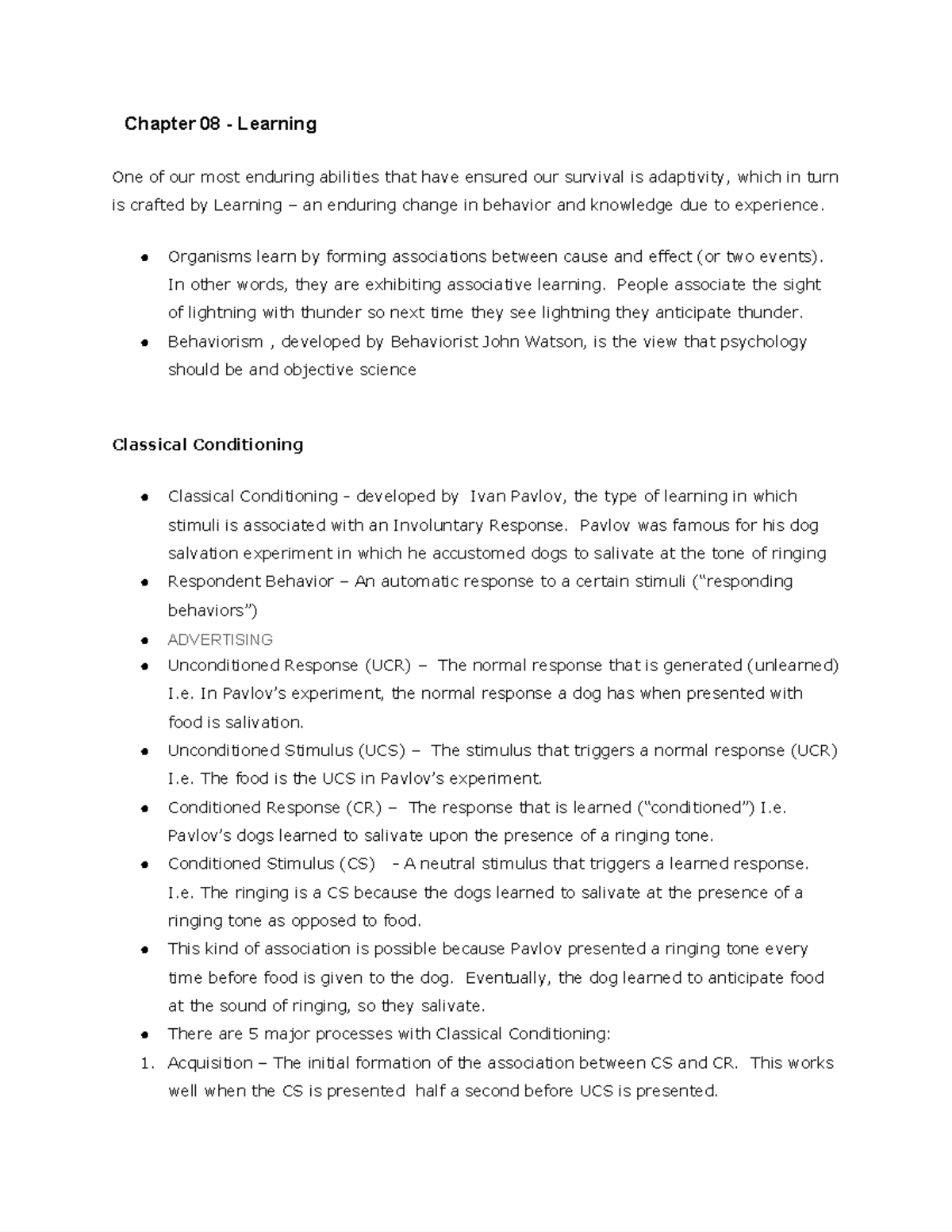 Chapter 08 - Learning - Lecture Notes 8 - Chapter 08 - Learning One Of ...