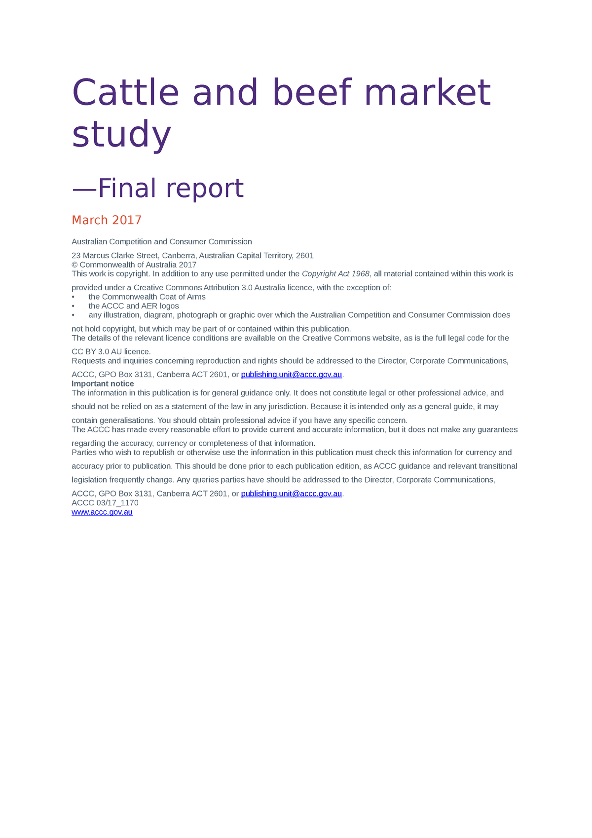 Cattle And Beef Market Study Final Report - Cattle And Beef Market ...