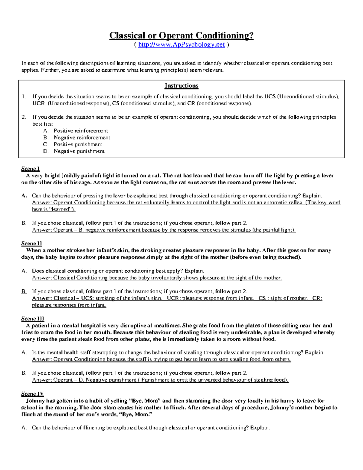 Condition - study guide - Classical or Operant Conditioning ...