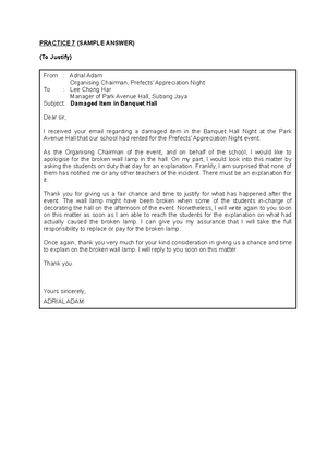 Sample Reply Email ( Practice 6) - PRACTICE 6: SAMPLE REPLY (To ...