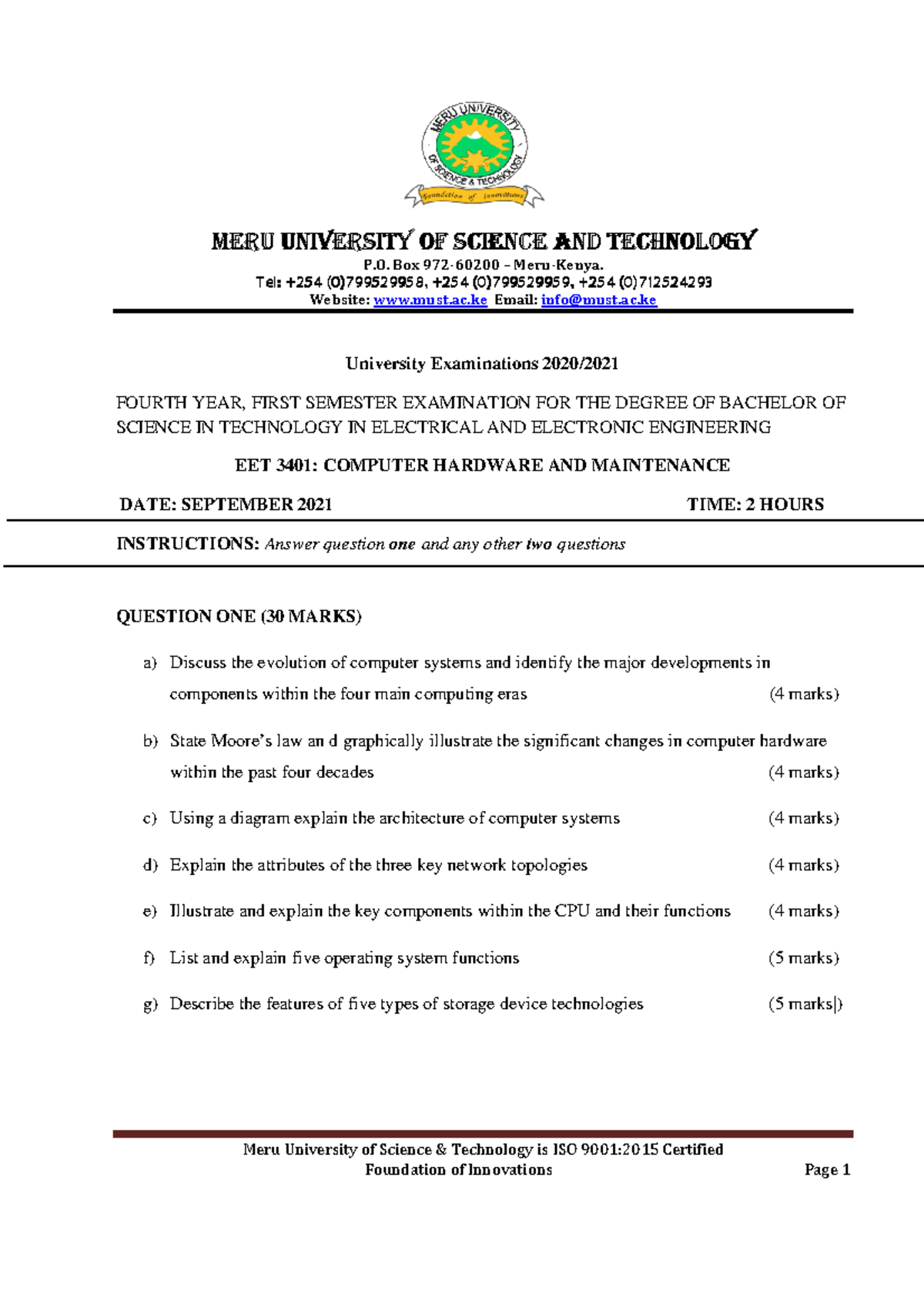 Exam Preparation Material Meru University Of Science And Technology P