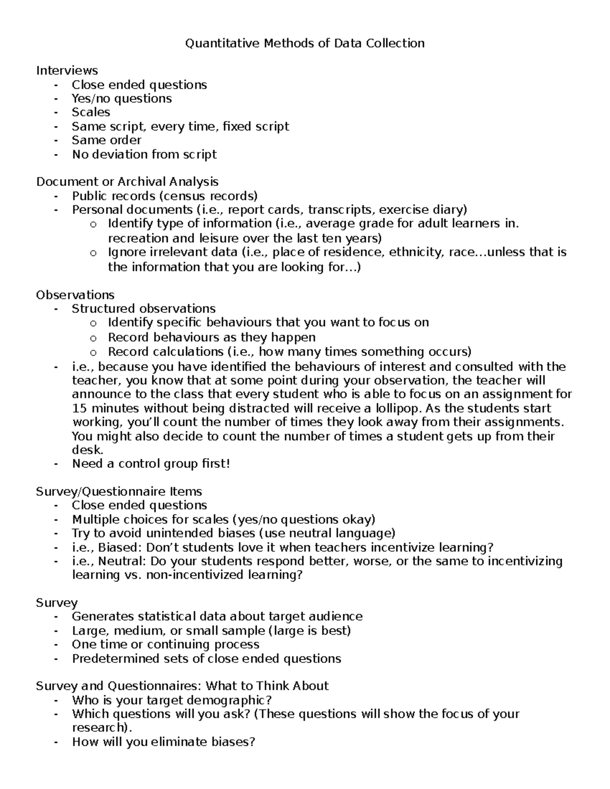 Quantitative Methods of Data Collection - Quantitative Methods of Data ...