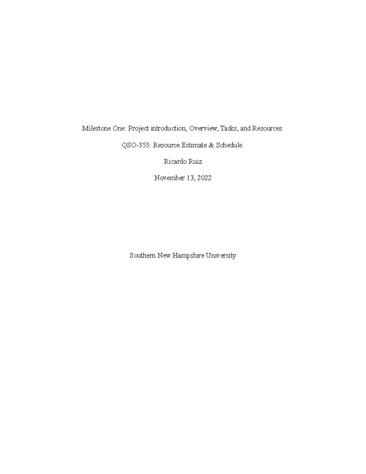 QSO-355 Milestone One - Milestone One: Project introduction, Overview ...