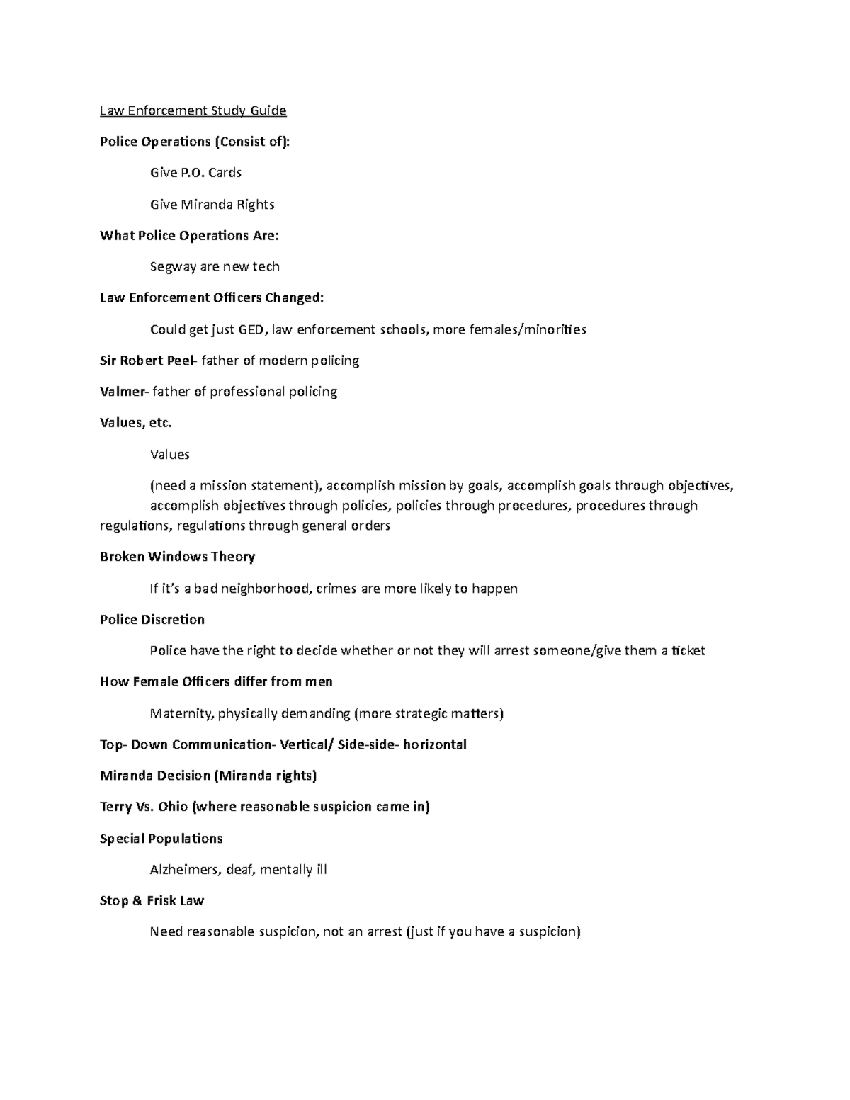 Law Enforcement Midterm Study Guide - Law Enforcement Study Guide ...