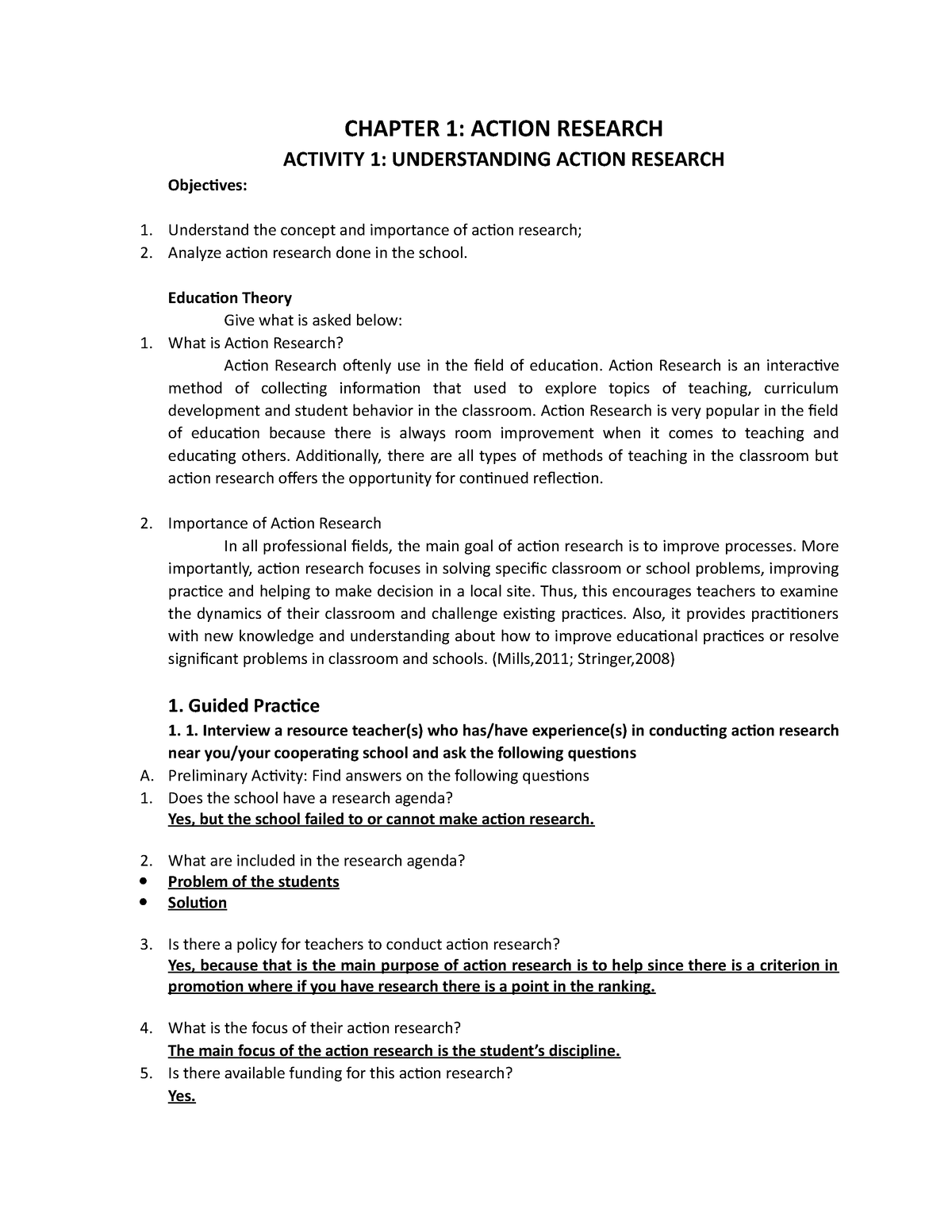 action research examples in schools