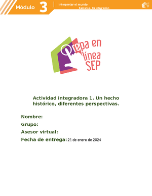 actividad integradora 1 del modulo 3 - Actividad integradora 1. Un ...