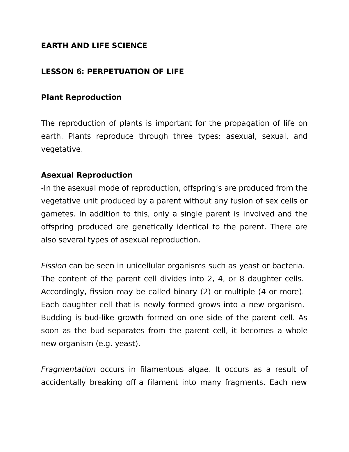 Earth AND LIFE Science Lesson 6 7 EARTH AND LIFE SCIENCE LESSON 6 