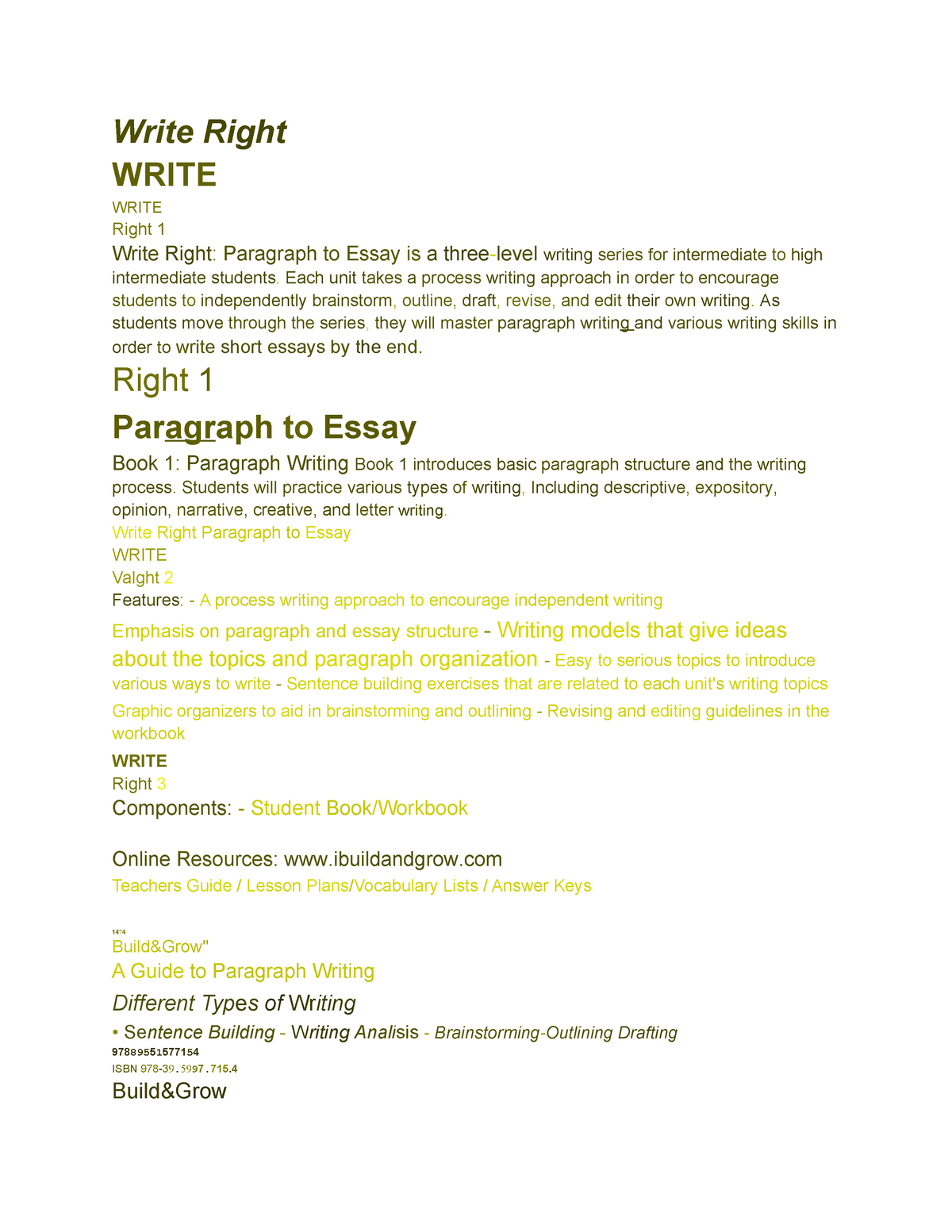 write right paragraph to essay 1 pdf