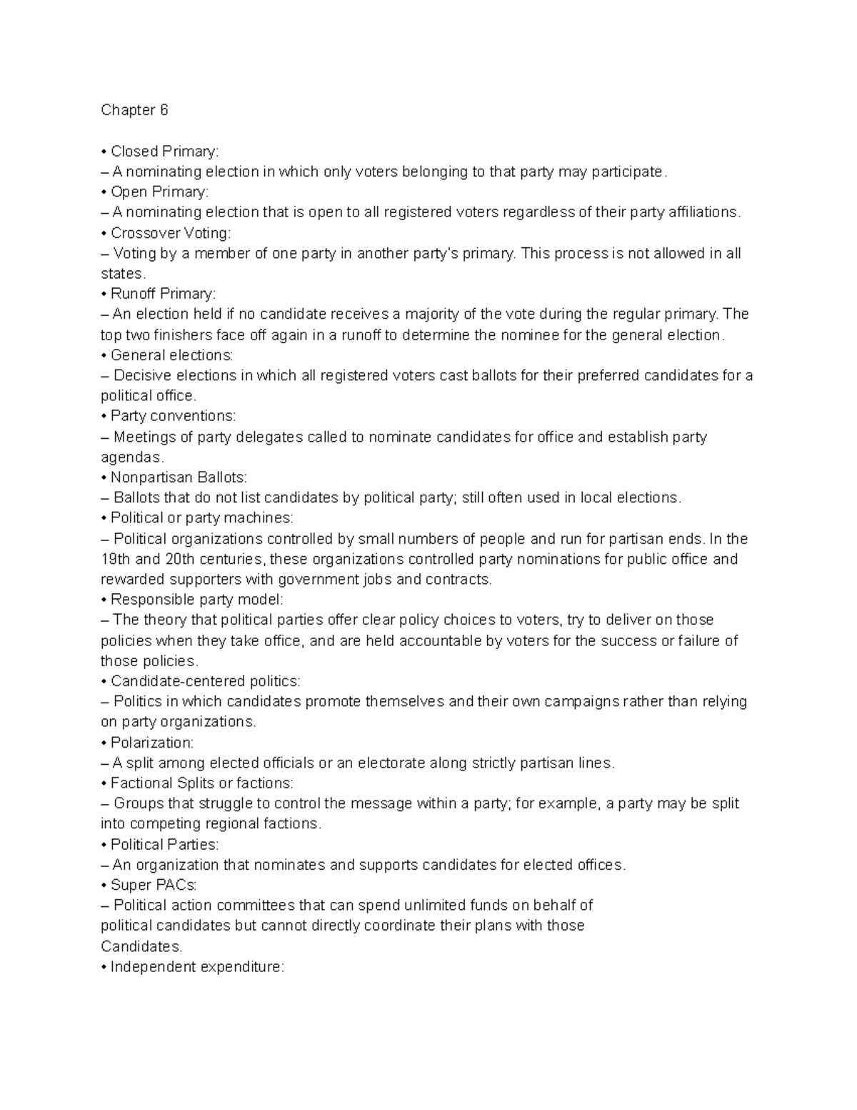 POLS ch 6 10 terms Chapter 6 Closed Primary A nominating election