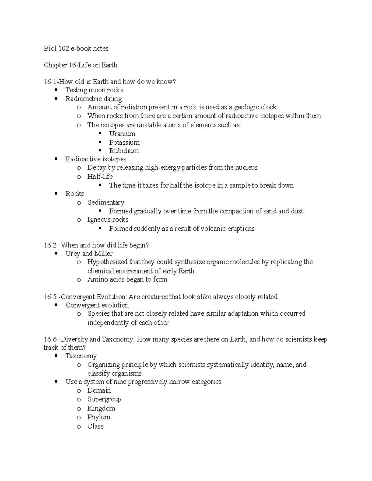 Biol102 e-book notes - premium needed - Biol 102 e-book notes Chapter ...