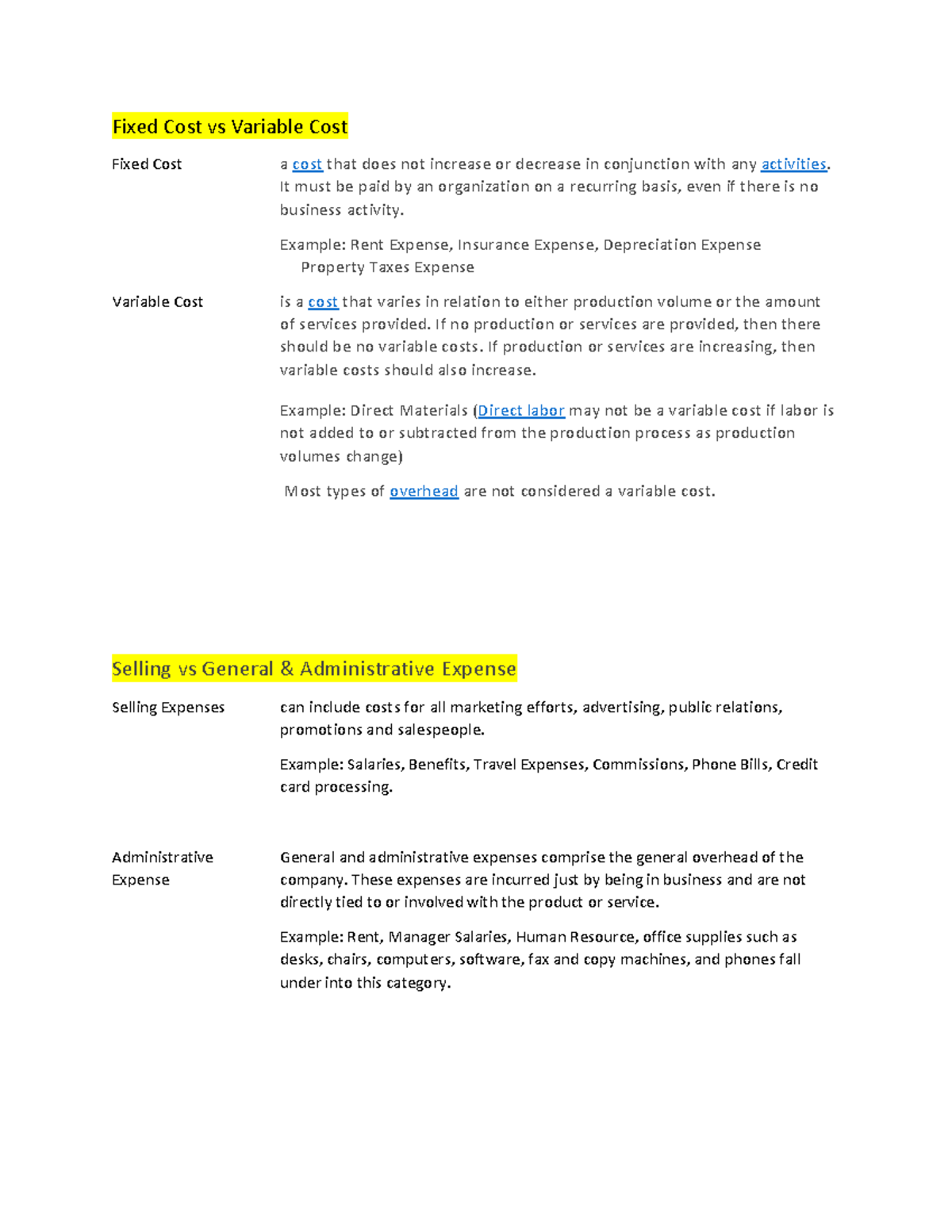 Fixed Cost vs Variable Cost - Fixed Cost vs Variable Cost Fixed Cost a ...
