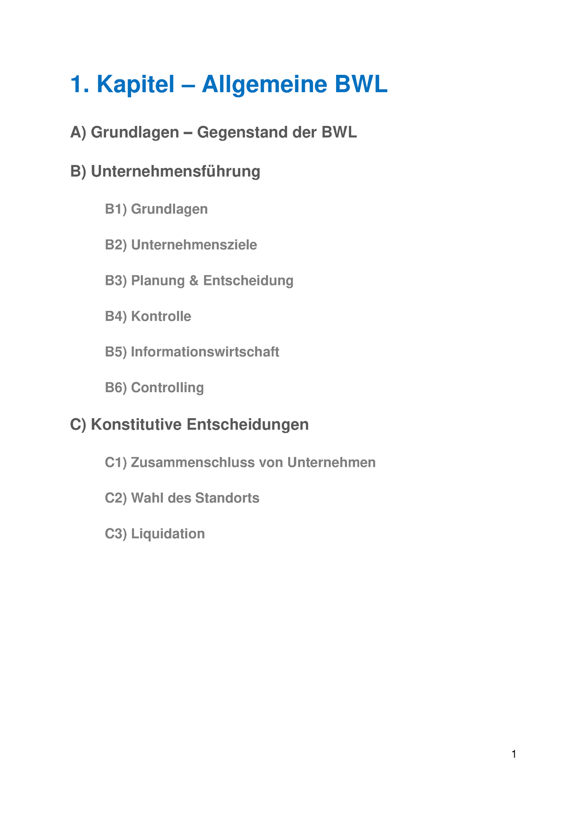 01. Allgemeine BWL - Kapitel 1 - 1. Kapitel – Allgemeine BWL A ...