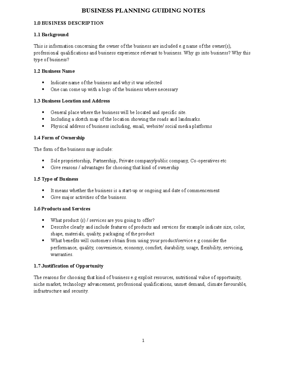 Business Planning notes revised new (2) BUSINESS PLANNING GUIDING