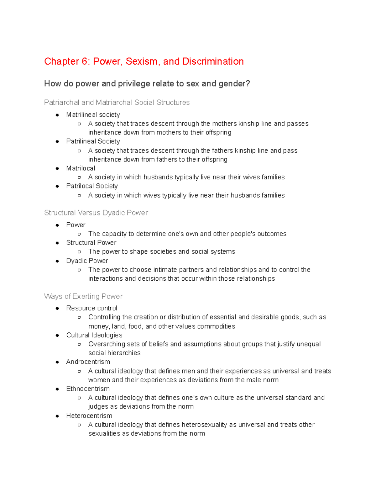 Chapter 6 Power, Sexism, and Discrimination - Chapter 6: Power, Sexism ...
