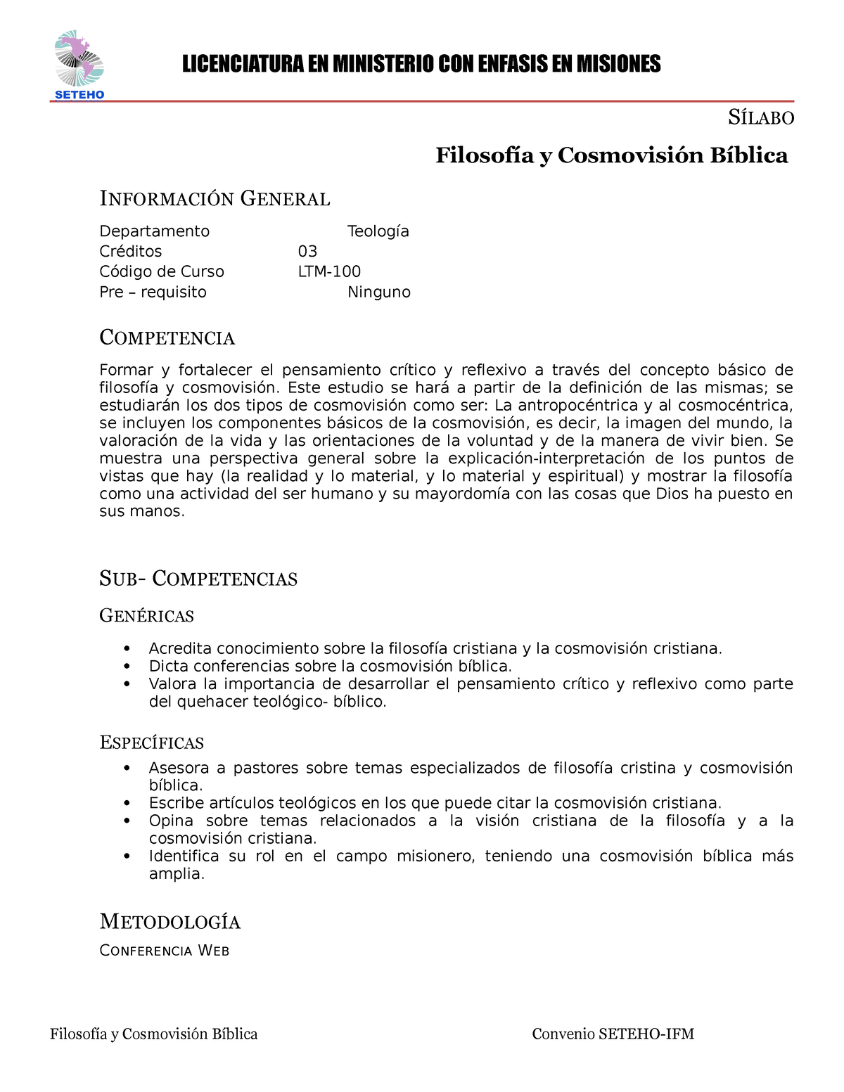 2.- Silabo De LMM-Filosofia Y Cosmovision Biblica Ultima Revision 1 ...