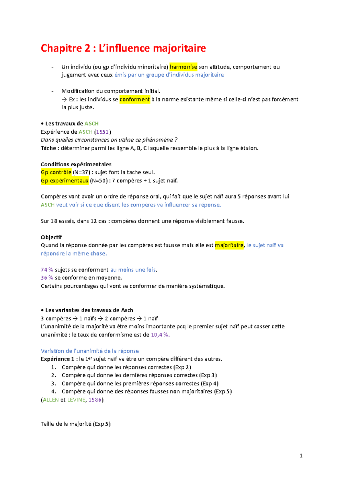 Chapitre 2: L'influence majoritaire - Chapitre 2 : L’influence ...