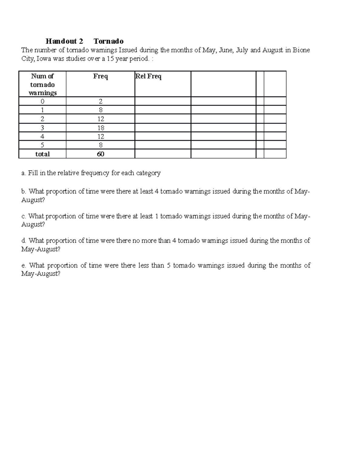 (2) tornado - homework - Handout 2 Tornado The number of tornado
