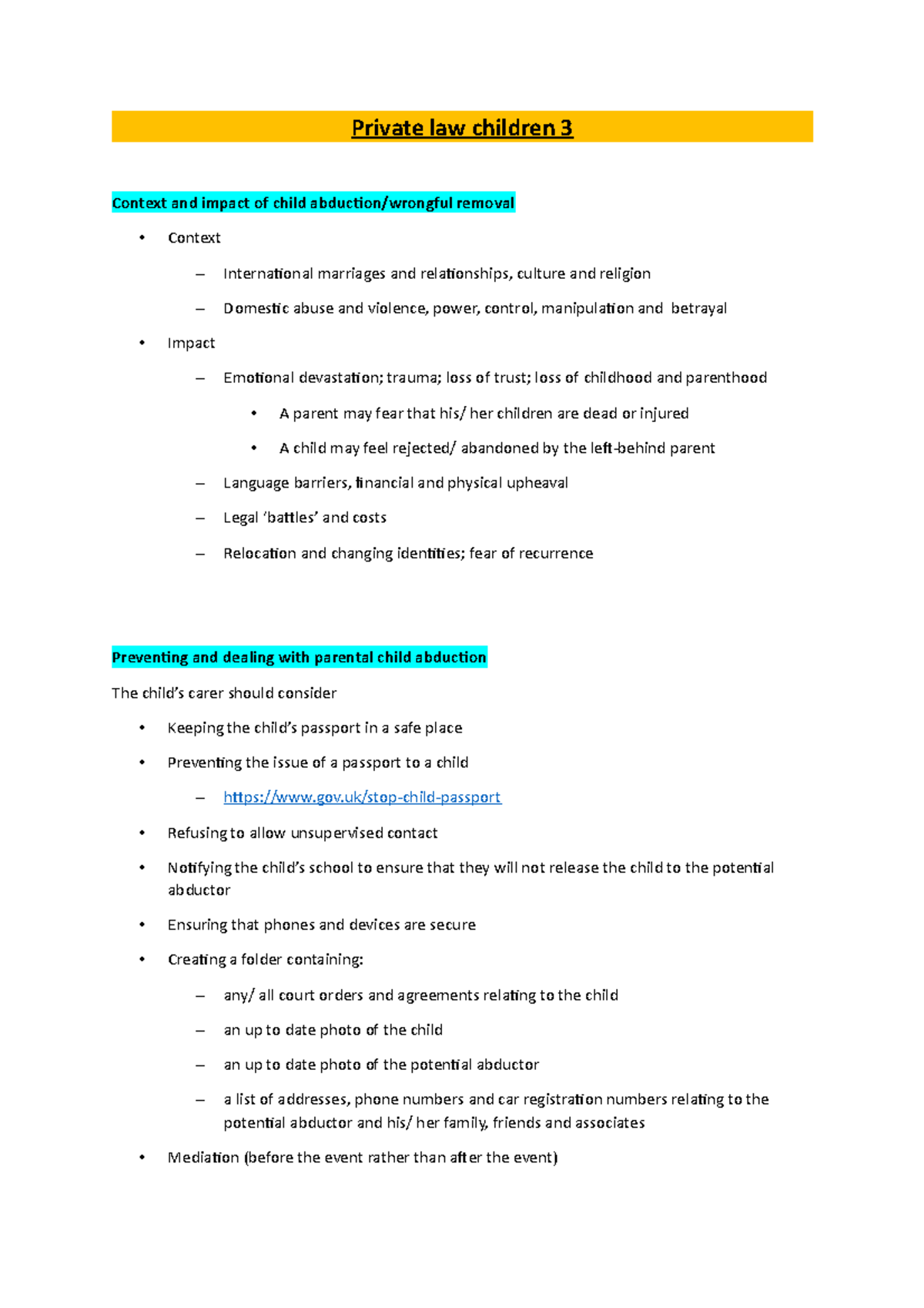 Private law children 3 - ... (a) child arrangements order..... ; and (b ...