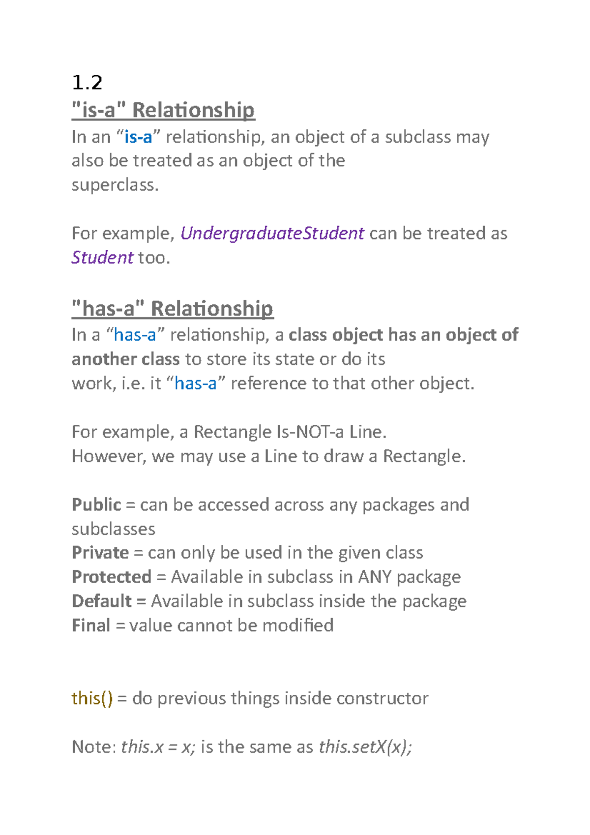 OOPRelationships - Notess - 1. "is-a" Relationship In an “is-a ...